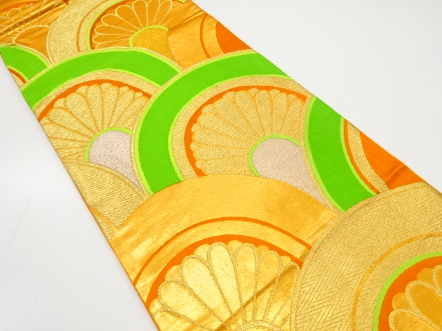 アンティーク　花青海波模様織り出し袋帯(着用可)